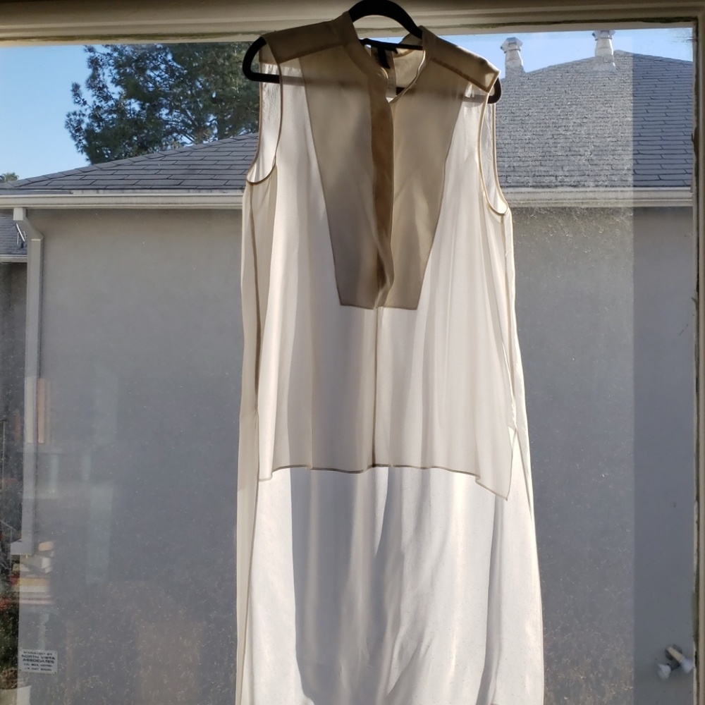 Long white sheer flowy top